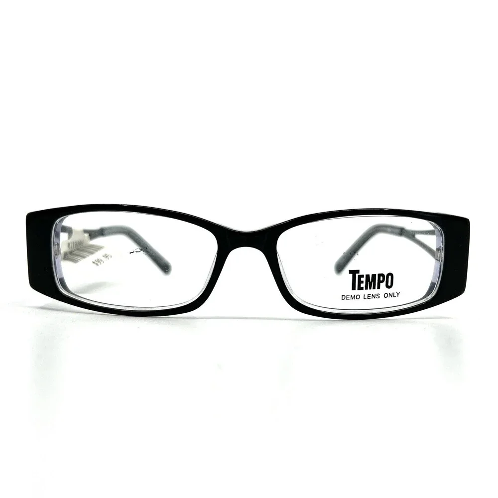 Tempo WP 0003 Eyeglasses Black Crystal Rectangular Full Rim Frames 52[]16 140